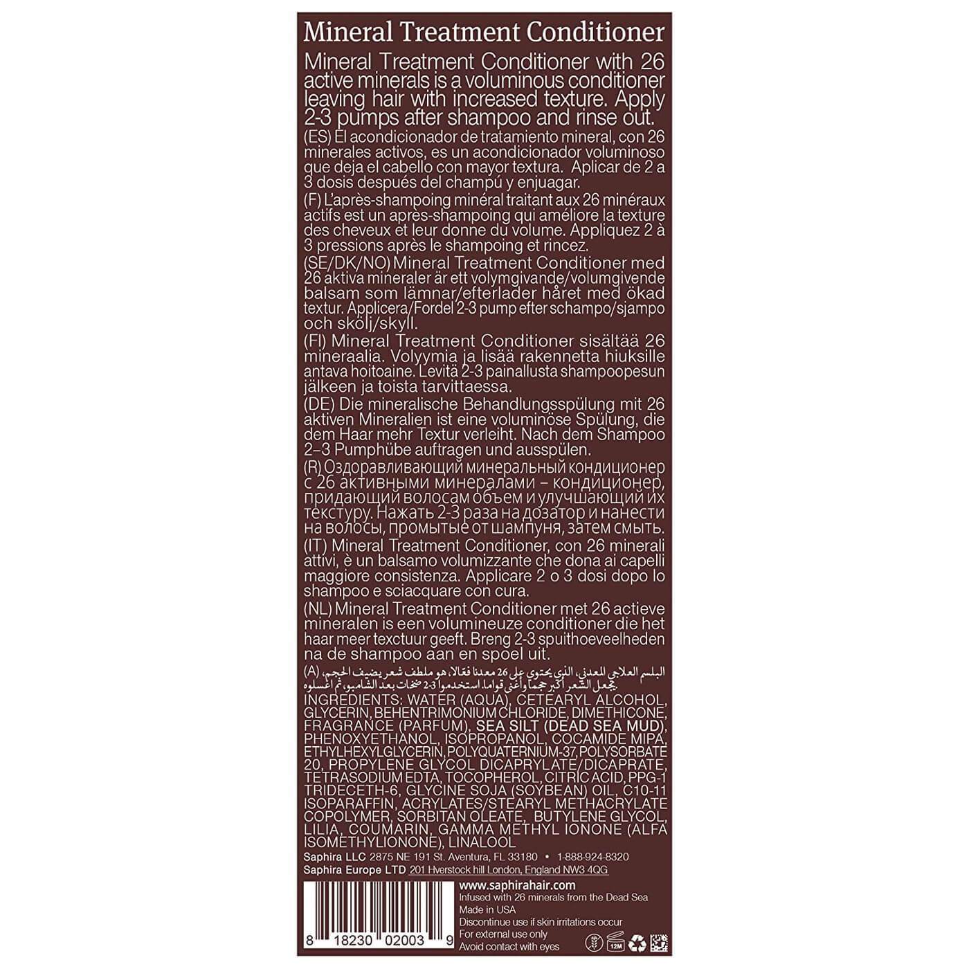 Mineral Treatment Conditioner - Ingredients