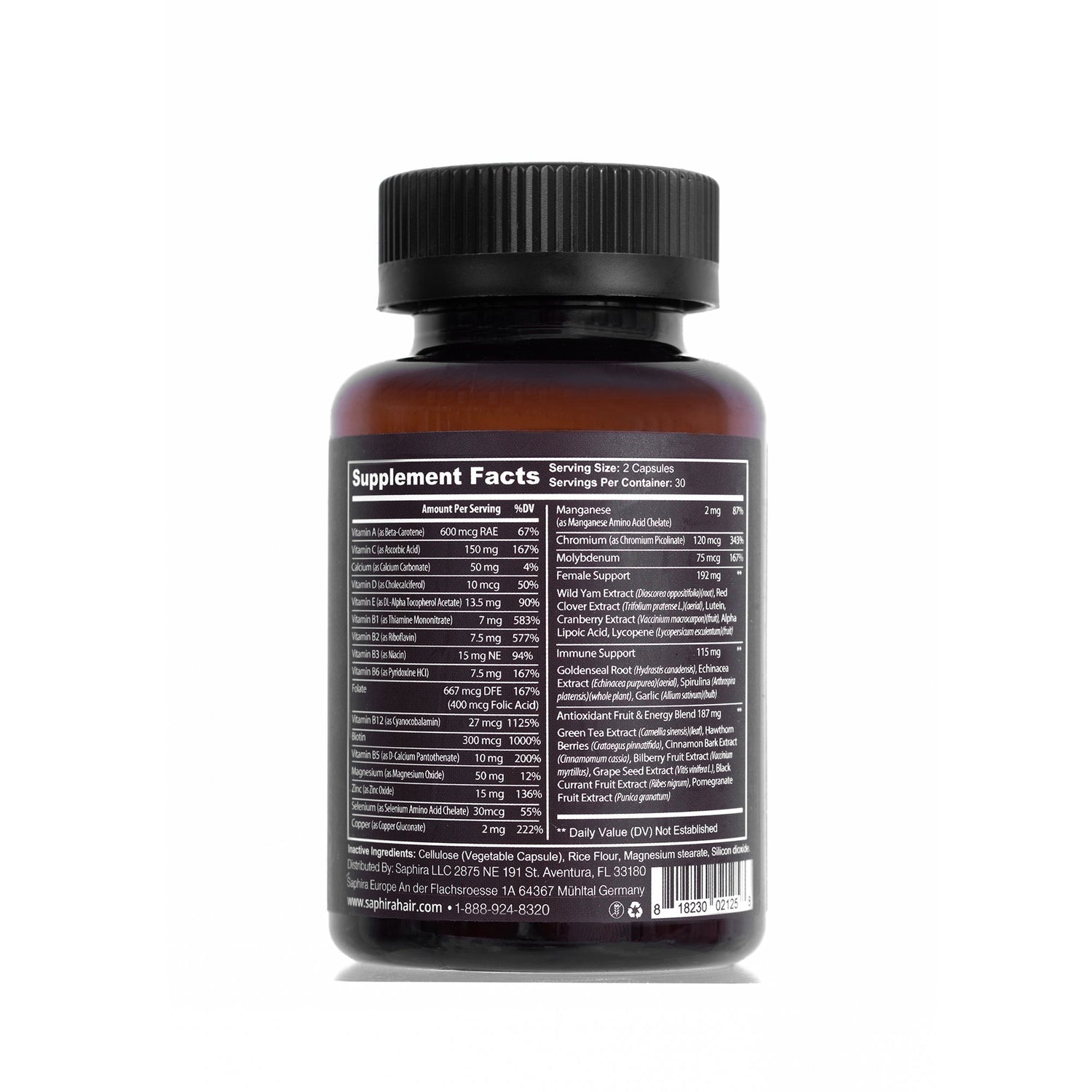 Ingredients List, Vitamins & Minerals used in Hair Extensions Root Support Supplement