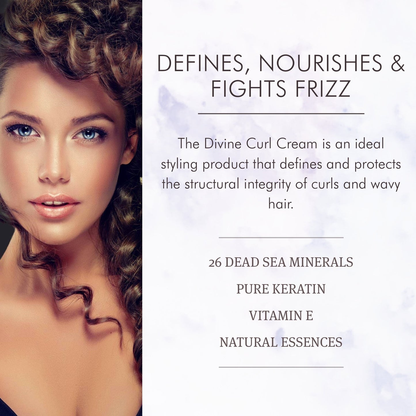 Saphira Divine Curls Cream Defines, Nourishes and Fights Frizz, with 26 Dead Sea Minerals, Pure Keratin, Vitamin E and Natural Essences.